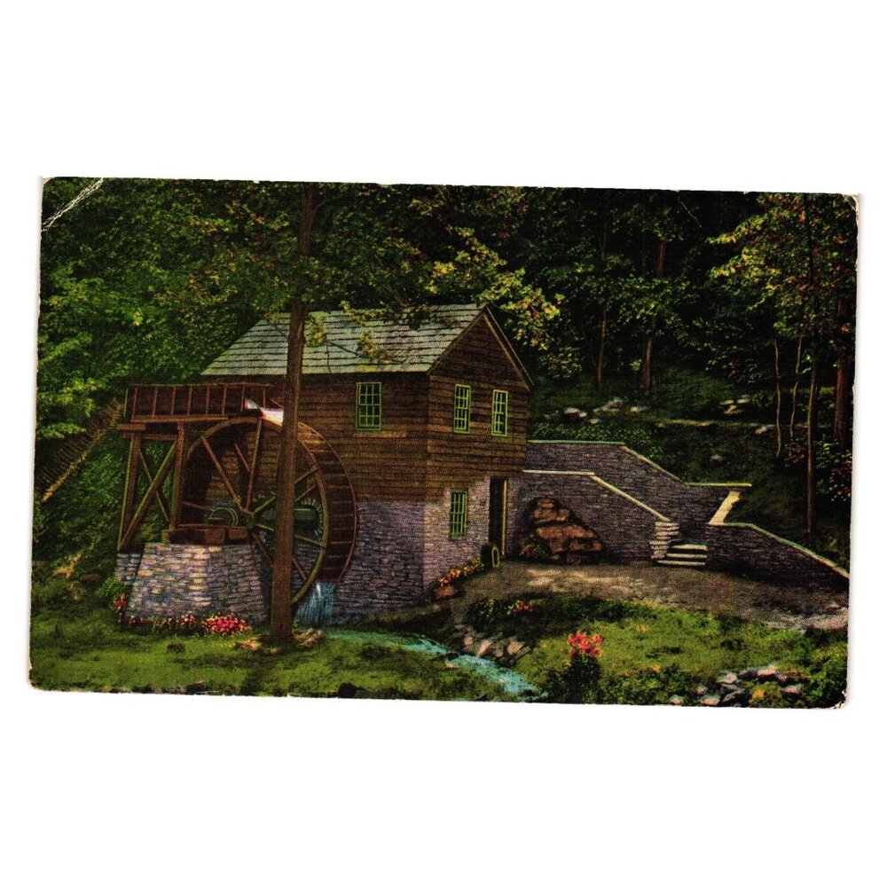 Old Rice Grist Mill Near Norris Dam Postcard Vintage 1944 One Cent Stamp